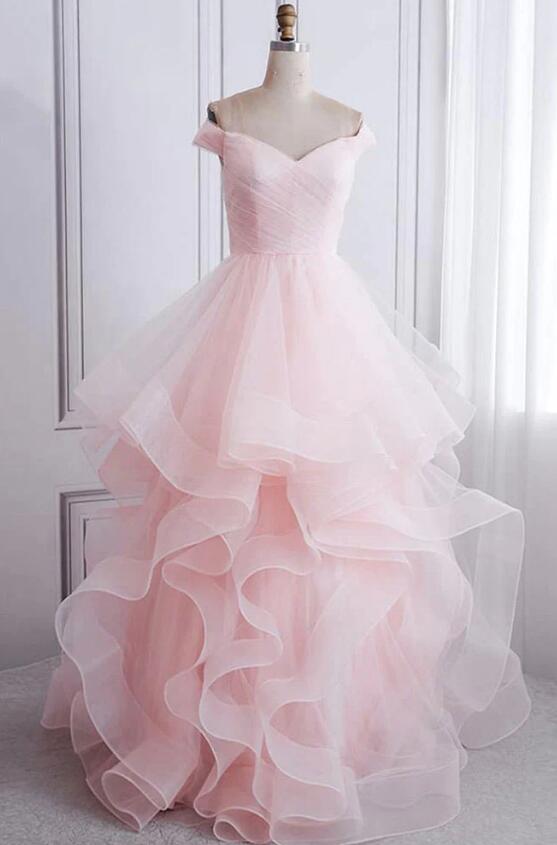Vintage Off-the-Shoulder Sweetheart Pink Floral Prom Dress Beaded Tulle Evening Gown DP7989