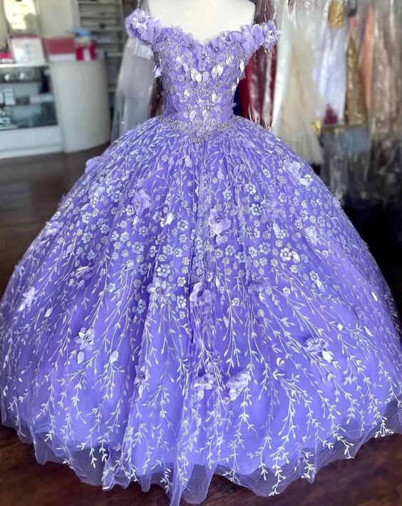 Princess Sequined Lavender Quinceanera Dresses Sweet 16 Girl Appliques