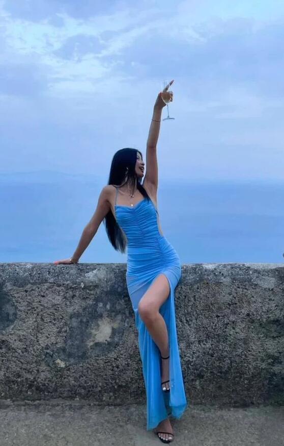 Sexy Long Blue Prom Dress