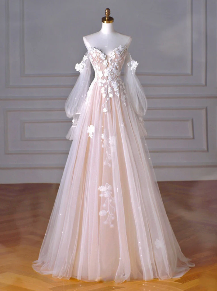 sweetheart off the shoulder long prom dress with lace Simple Sweetheart Off-the-shoulder A-line Prom Dress With Split Long   Ballbella