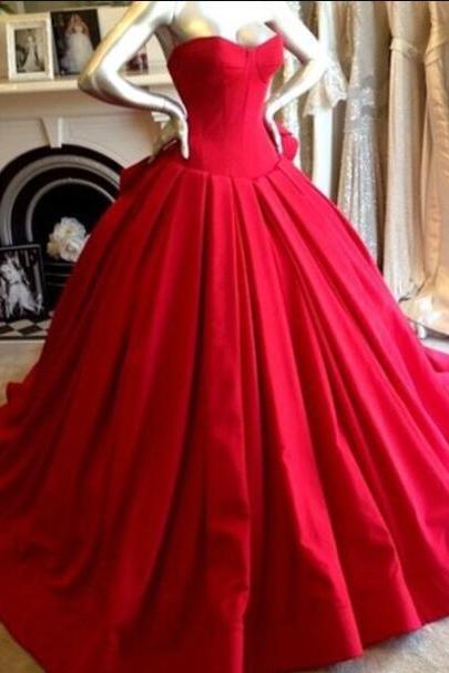 Beautiful Red Strapless Ball Gown Prom Dress,evening Dress,formal Dress