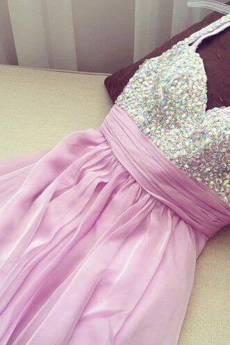 Sweetheart Crystals Chiffon Prom Dress, Cocktail Dress With Beadings,graduation Dress