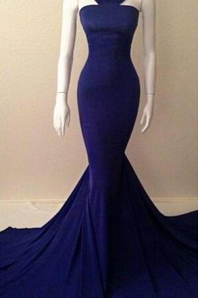 Royal Blue Mermaid Prom Dress,sleeveless Prom Dress,fashion Prom Dress, Prom Dress