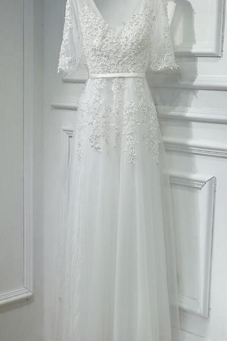 Lace And Tulle Prom Dress, White Long Prom Dresses, Sexy Dresses For Prom, Formal Evening Dress, White Dress For Prom