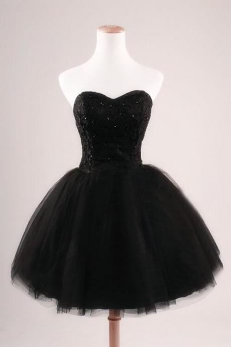 Strapless Ball Gown Tulle Party Dress ,black Prom Dress ,short Celebrity Dresses Evening Dresses Homecoming Dresses Sexy Cocktail Dresses