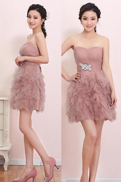 Short Tulle Prom Dress ,Sweetheart Graduation Dress,Fashion Bridesmaid Dress, Mini Girl Party Dress