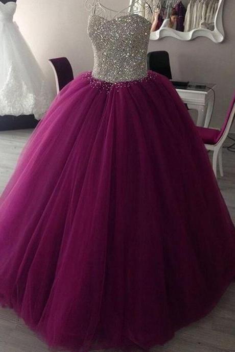 Beauty Ball Gown Prom Dress , Purple Princess Ball Gowns 2017 ,sweet 16 Dresses, Quinceanera Dresses