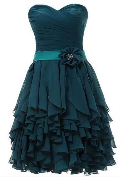 Custom Dark Green Prom Dress, Short Prom Dresses,chiffon Prom Dress, Homecoming Dress, Homecoming Dresses , Cocktail Dress, Party Dress