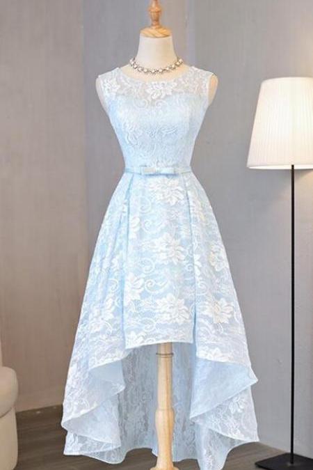 Sky Blue Party Dresses,lace High Low Homecoming Dress,sweet 16 Cocktail Dresses,round Graduation Dresses,homecoming Dress