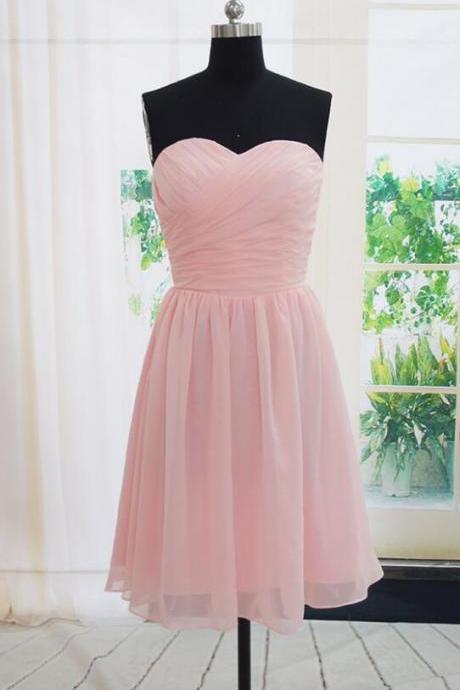 Handmade Short Bridesmaid Dress,Cheap Simple Pink Bridesmaid Dresses, Pink Bridesmaid Dreses, Simple Prom Dresses, Wedding Party Dresses