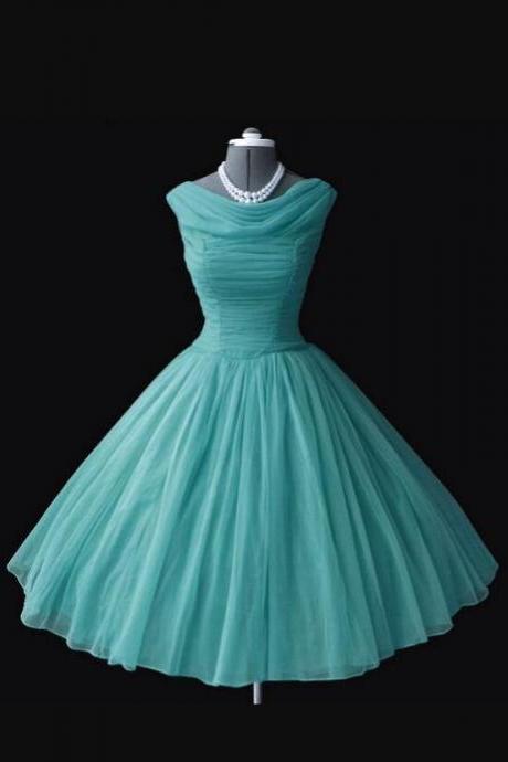 Vintage Prom Dresses ,short Homecoming Dress,1950s Crew Cap Sleeves Mini Short Tulle Formal Prom Dress Party Gowns