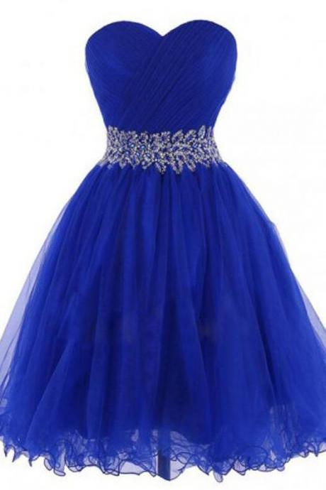 Short Homecoing Dress,tulle Sweetheart Prom Dresses,royal Blue Homecoing Dresses,beading Homecoing Dresses,royal Blue Prom Dress