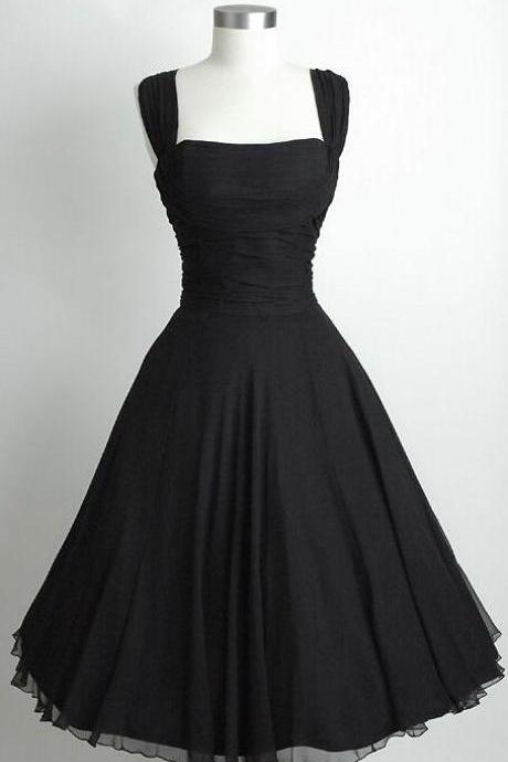 Simple Black Chiffon Prom Dress,short Homecoming Dresses, Party Dresses,sexy Prom Dress