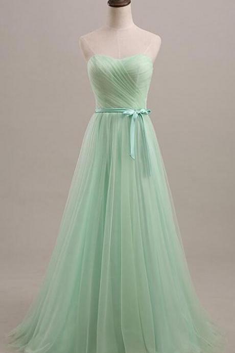 Light Green Long Bridesmaid Dress,Tulle Prom Dresses, Cheap Bridesmaid Dress,Party Dresses Floor Length
