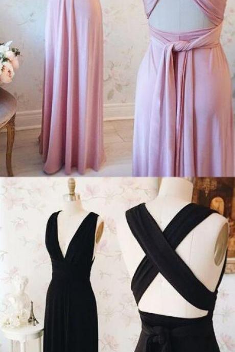 Simple Pink Prom Dress,a-line Long Prom Dress, Strap Backless Prom Gown,chiffon Evening Dress