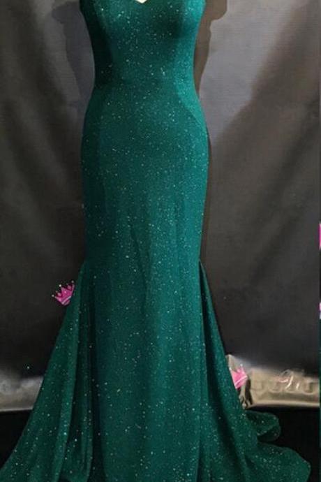 Sexy Emerald Green Prom/evening Dresses,mermaid Prom Dress,sequins Evening Gowns,off Shoulder Prom Dresses,sexy Party Dress