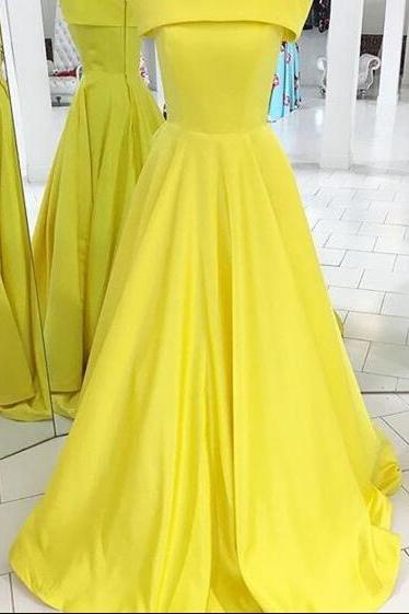 Strapless Prom Dress,floor Length Yellow Satin Formal Occasion Dress,long Stain Prom Dress