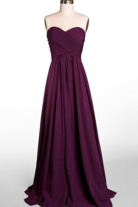 Strapless Long Bridesmaid Dress, Bridesmaid Dress,purple Bridesmaid Dress, Chiffon Formal Occasion Dress