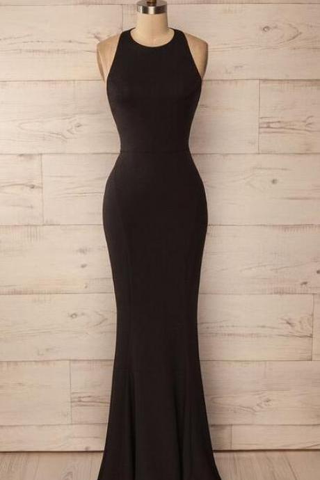 Halter Long Prom Dress,simple Prom Dress, Sexy Backless Prom/evneing Dress, Black Prom Dress With Open Back
