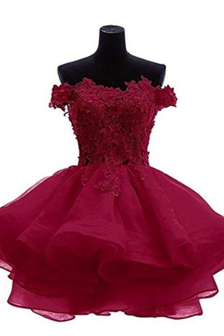 Short Homecoming Dress,sexy Off Shoulder Burgundy Homecoming Dress,sexy Prom Dress, Puffy Short Prom Homecoming Dresses