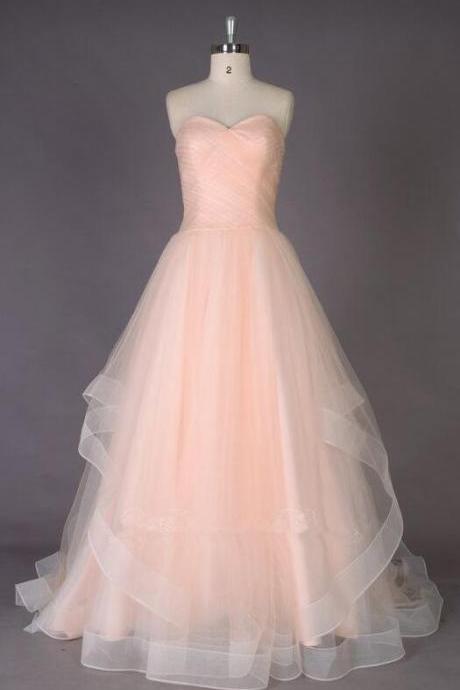 Strapless Prom Dress,sweetheart A-line Prom Dress, Sexy Prom/evening Dress, Tulle Prom Dress With Horsehair Trim Overskirt