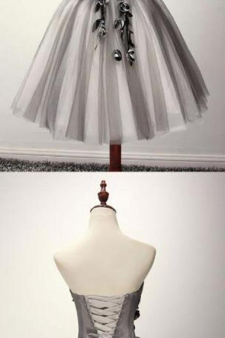 Tulle Gray Homecoming Dress, Short Homecoming Dress, Homecoming Dress,short Prom Dress Homecoming Dress, Coktail Dress