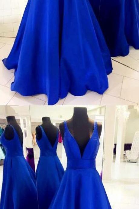 Royal Blue Prom Dresses, Prom Dress,sexy Long Prom Dress,stain Evening Gowns,satin Prom Dress,satin Evening Gowns,prom Long Dresses 2018
