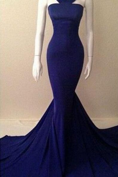 Royal Blue Evening Gown ,mermaid Prom Gown,mermaid Prom Dress,sexy Prom Dress 2018