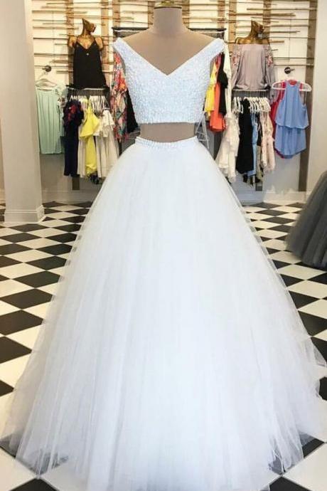Two Pieces Tulle Prom Dress,sexy Prom Dress,sweet 16 Party Prom Dress,long Prom Dresses,a Line Prom Dresses,evening Dress, Prom Gowns, Formal