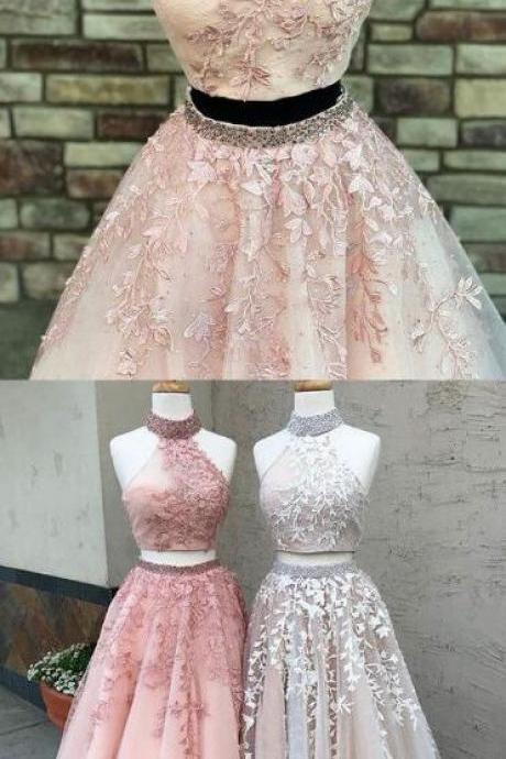 Sexy Prom Dress,two Piece Prom Dress,unique Lace Long Prom Dress, Prom Dress, Lace Evening Dress