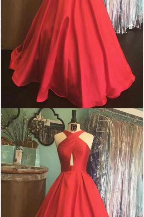 Charming Prom Dress, Halter Prom Dress,sexy Prom Dress, Prom Dress,sleeveless A Line Evening Dress, Red Long Prom Gown