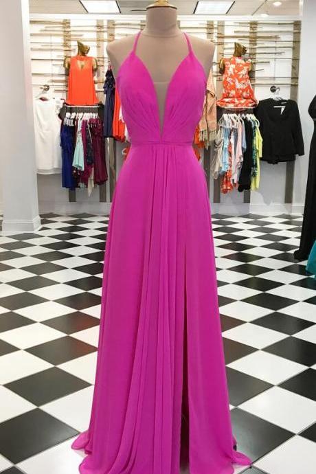 Pink Prom Dress,sexy V Neck Prom Dress,sexy Prom Dress, Prom Dress,long Prom Dress, Gorgeous 2018 Long Prom Dress