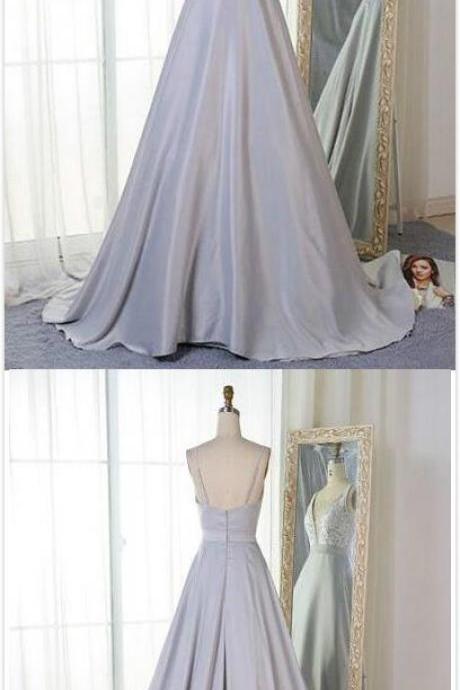 Gray V Neck Prom Dress,sexy Prom Dress,mermaid Prom Dress,lace Long Prom Dress, Evening Dress