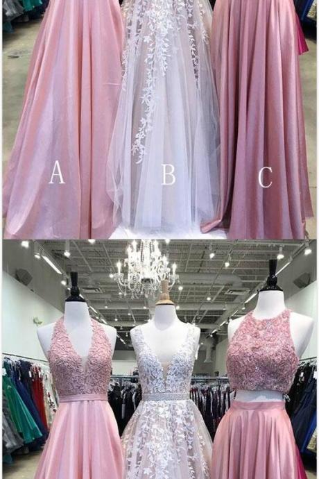 Charming Prom Dress, Two Piece Prom Dress,lace Prom Dress,sexy Tulle Prom Dresses, Long Evening Dress, Elegant Appliques Prom Dress