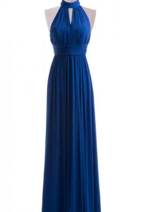 Halter Prom Dress, Prom Dress,royal Blue Prom Dress,a Line Prom Dress,long Prom Dress,neckline Royal Blue Bridesmaid Dress, Long Formal Dress