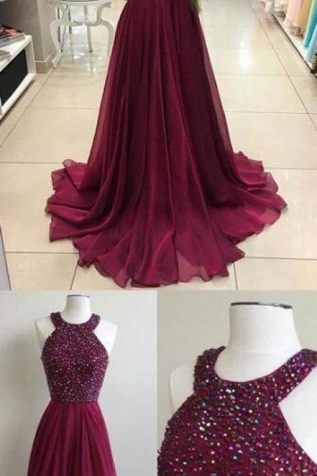 Beaded Prom Dresses, Long Party Gown, Long Prom Dress, Halter Neckline Prom Dress,sexy Beading Prom Dress, Graduation Dresses, Formal Dress For