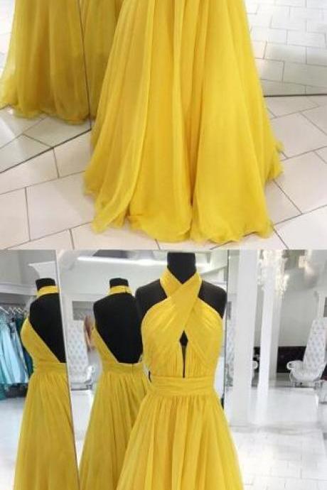 Yellow Prom Dress,chiffon Prom Dress,a Line Prom Dress,sexy Prom Dress, Long Evening Dress,prom Dresses