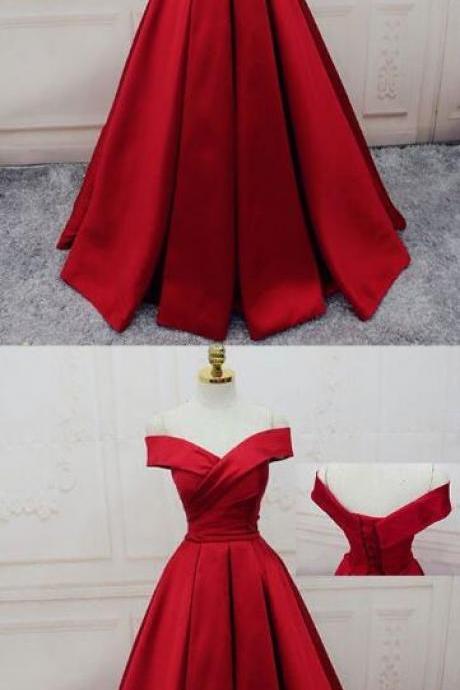 Gorgeous Red Prom Dress,stain Prom Dress,off Shoulder Prom Dress, Prom Dress,long Evening Dress,lace Up Prom Dress,2018 Prom Dress