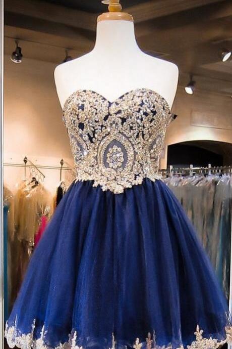 Short Prom Dresses, Lace Organza Homecoming Dresses, Cute Royal Blue Homecoming Dress, Lovely Party Dresses, Custom Made Homecoming Dresses