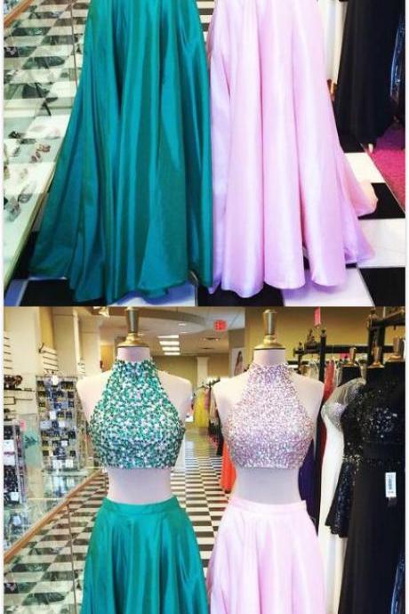 Sexy Beading Prom Dress,Cheap Prom Dress,Prom dress long,Two-Piece Prom Dress With Beaded Bodice, Formal Gown, Long Prom Dresses, Sweep Train Evening Dress, Celebrity Dresses