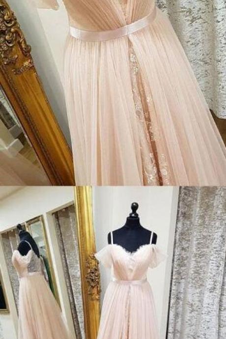 Chiffon Prom Dress,sexy Sleeveless Prom Dress, Prom Dress, Spaghetti Straps Prom Dresses, Tulle Evening Dress