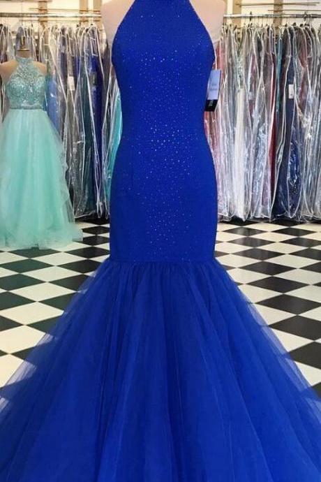 Mermaid Prom Dresses, Tulle Prom Dress,2018 Prom Dresses,long Prom Dresses, Royal Blue Prom Dress, Black Prom Dress, Formal Evening Dress