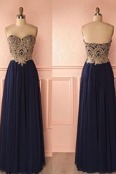 Navy Blue Prom Dress,lace Prom Dress,sexy Prom Dress,long Prom Dresses, Strapless Prom Gowns, Custom Made Prom Dress, Long Formal Evening Dress,