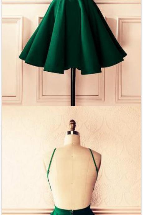 Cute Dark Green Homecoming Dress,sexy Homecoming Dress, Halter Backless Homecoming Dress,satin Short Prom Dress