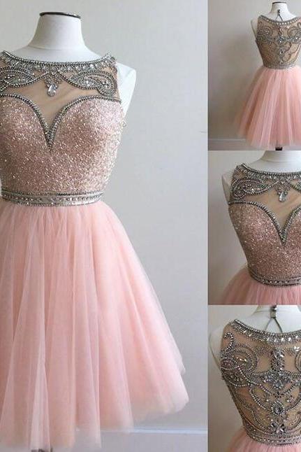 Pink Tulle Homecoming Dress, Homecoming Dress,sexy Homecoming Dress,short Prom Dress For Teens, Pink Homecoming Dress