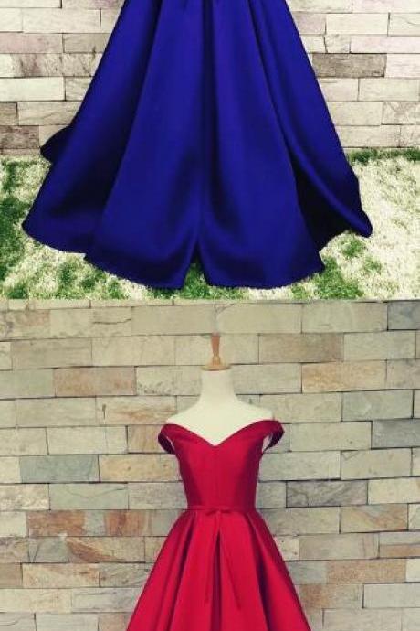 Sexy Prom Dress,v Neck Evening Gowns,stain Prom Dress,off The Shoulder Prom Dresses,long Satin Bridesmaid Dresses