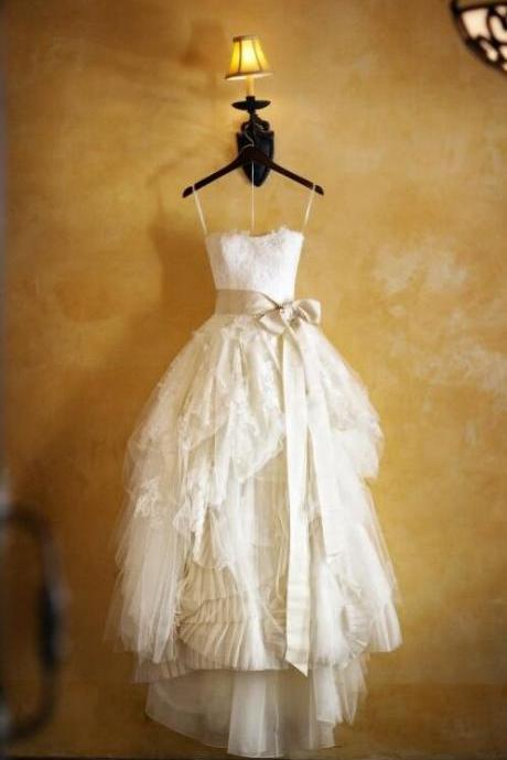 Ivory Floor Length Wedding Dress,vintage Lace Wedding Dresses Gowns, Custom Sweetheart Wedding Dress,bridal Dresses Gowns