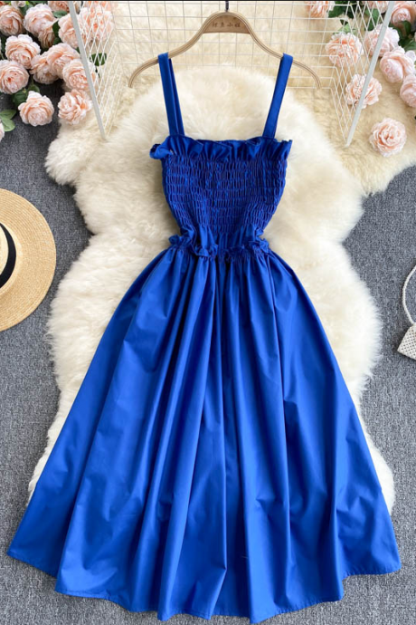 Blue A Line Off Shoulder Dress Fashion Dress