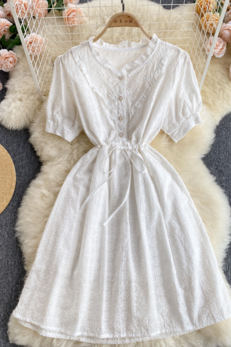 Sweet A Line White Lace Summer Dress
