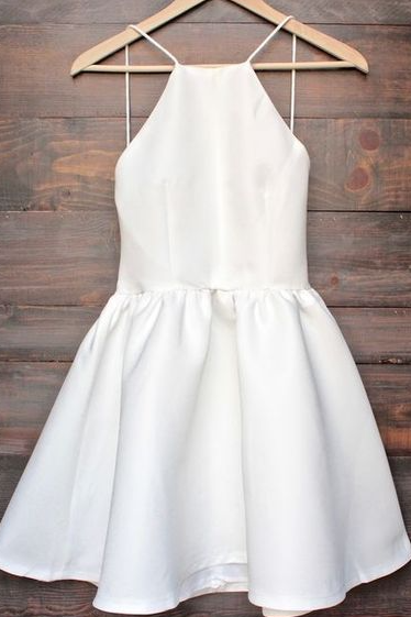 White Short Backless Homecoming Dresses Prom Dresses Party Dresses For Women